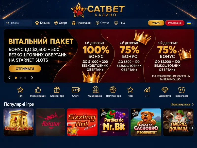 CATBET Україна Бонус